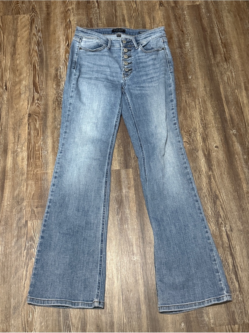 Judy Blue Bootcut Jeans Women's 5/27 Exposed Button Fly High Rise Stretch Denim